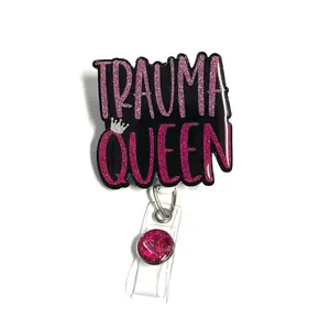 Trauma Queen Badge Reel, 2”, Retractable Swivel Alligator Clip