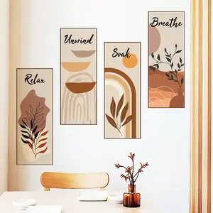 Bohemian Style Abstract Wall Art Stickers, Decorative Artistic Home Decor Background, Living Room Bedroom Wall Decoration, PVC Self-Adhesive, Flat Stickers, Suitable for Home, Hostel, Hotel