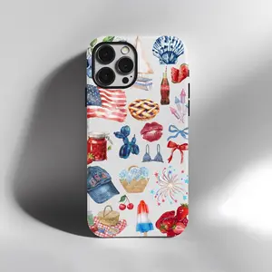 Americana Summer Phone Case for Phone Case, Patriotic 4th of July Watercolor Summer Vibes