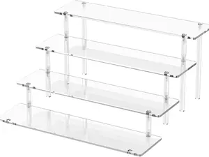4-Tier Clear Acrylic Display Risers – Perfume Organizer, Large Cupcake & Dessert Stand, Figure & Collection Display Shelf, Riser Stand for Home Decor & Party Organization