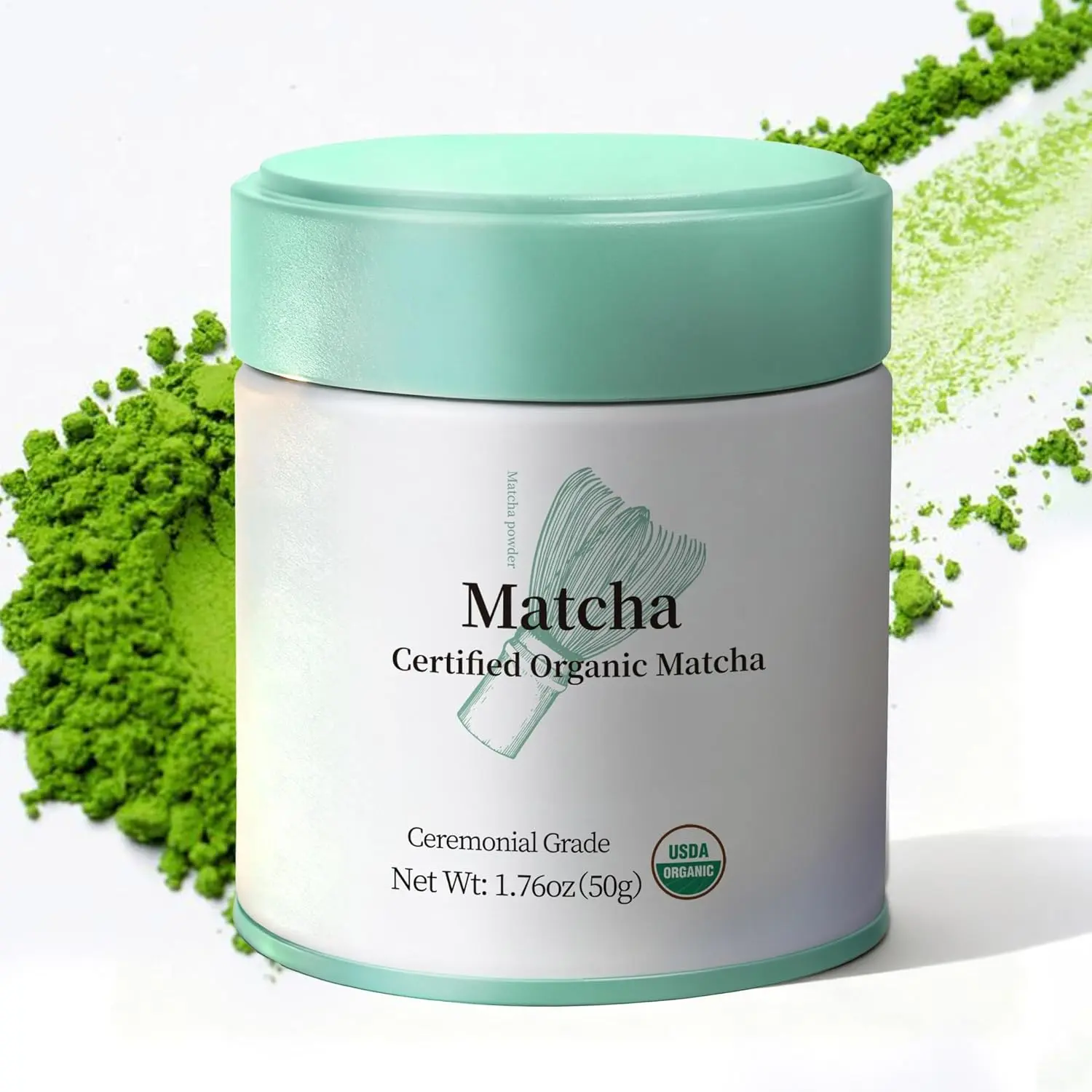 MatchAdmire Matcha Powder Ceremonial Grade USDA Organic, Premium First Harvest Green Tea Powder,Unsweetened Authentic, Rich Flavor,100% Vegan with No Fillers,Radiation-Free Matcha(1.76oz/50g)