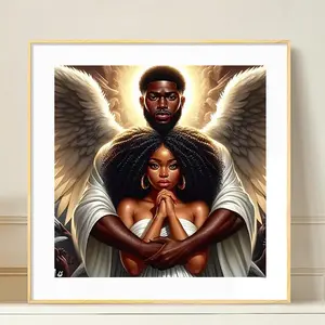 Angel and Woman Pattern DIY Diamond Arts Colorful Painting Kit without Frame, Full Round Diamond Paint Arts Crafts with Tools, Home Decoration Modern, Diamond Painting Kits