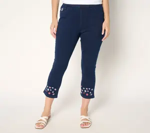 Quacker Factory Short DreamJeannes Wildflower Crop Pants