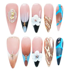 Handmade Coffin Stiletto Nail  3D Reusable Handmade Press-On Nails - Acrylic Square Shape, Natural Finish, Durable & Stylish for Salon-Perfect Look click  nails pink glitter