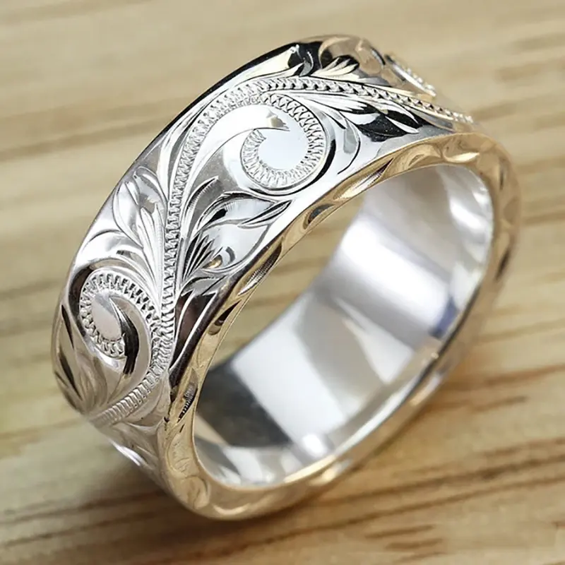 Vintage Flower Engraved Ring,Western Jewelry, Fashion Jewelry for Party,Daily Decor, Trendy All-match & ExquisiteJewelry for Birthday Gift, Wedding Ring,Fashion Engagement Rings, Trendy JewelleryAccessoriessummerwins