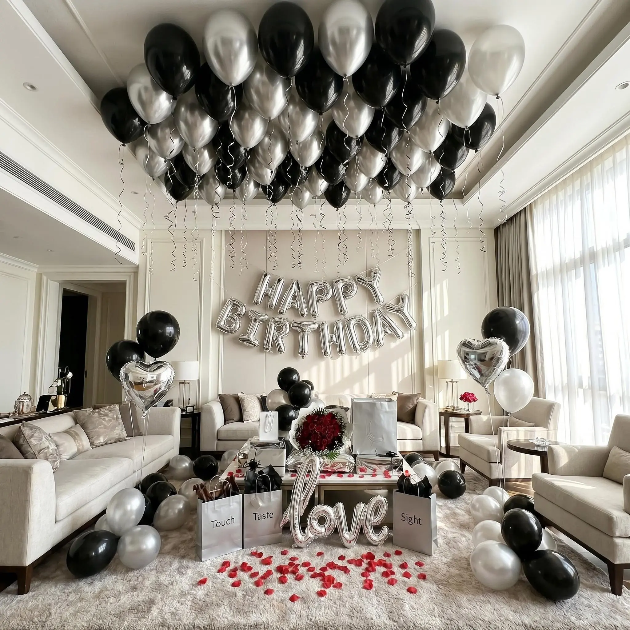 43pcs Black And Gold Birthday Party Decoration Set, Equipped With Black Happy Birthday Balloon Banner And Latex Balloons, Suitable For Black And Gold Themed Birthday Party Supplies, Men's And Women's Birthday Party Decorations