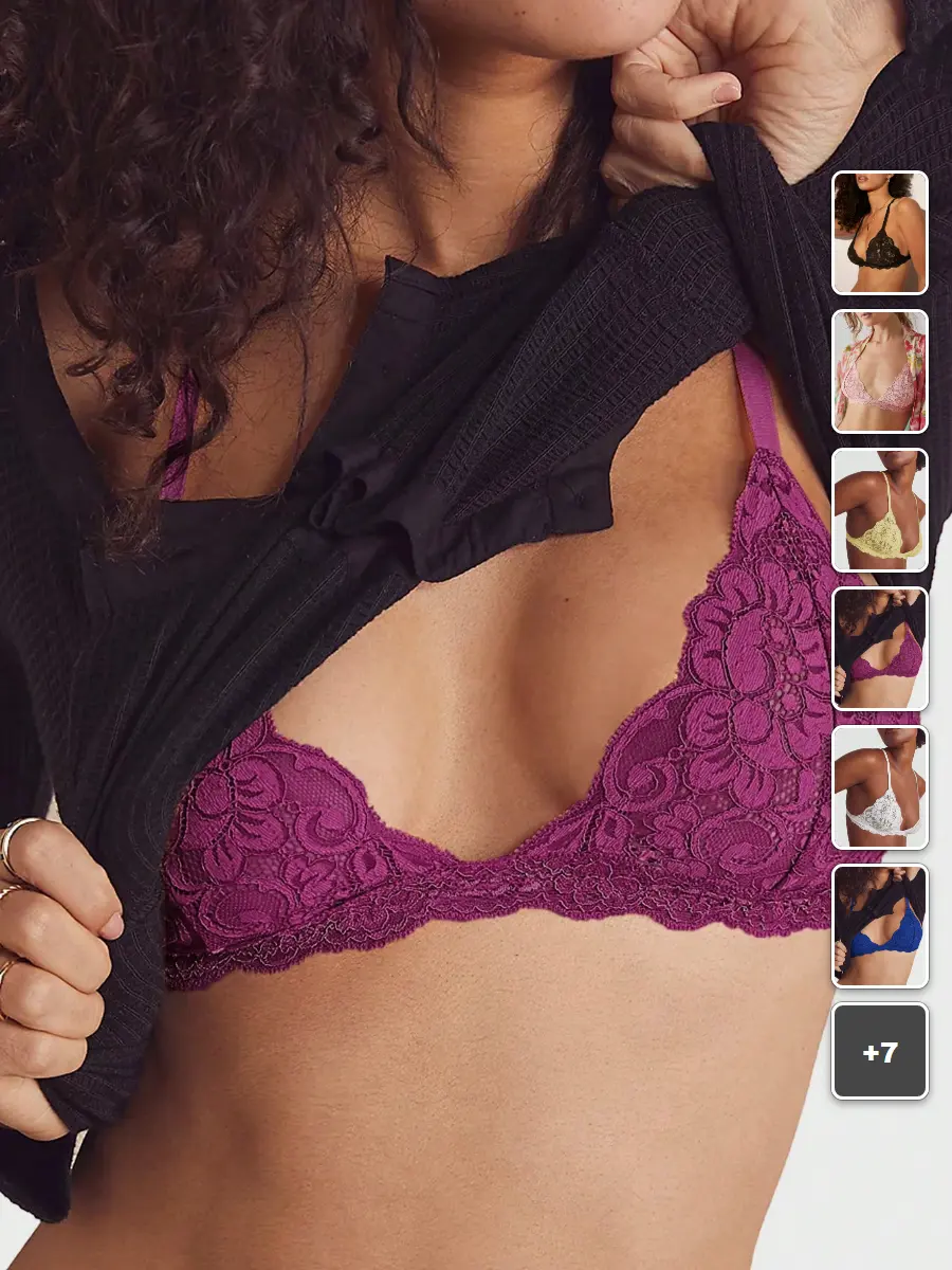 MEAUS Small Bust Bralette Floral Lace Ultra Thin Seamless Purple Romantic