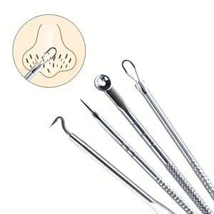 4pcs/set for acne blackheads, blackheads, spots, skincare, women's beauty, acne care, pore cleaning, needle hooks, Blackhead Cleansing Tool, Blackhead Extractor Tool, Blackhead Remover Tool
