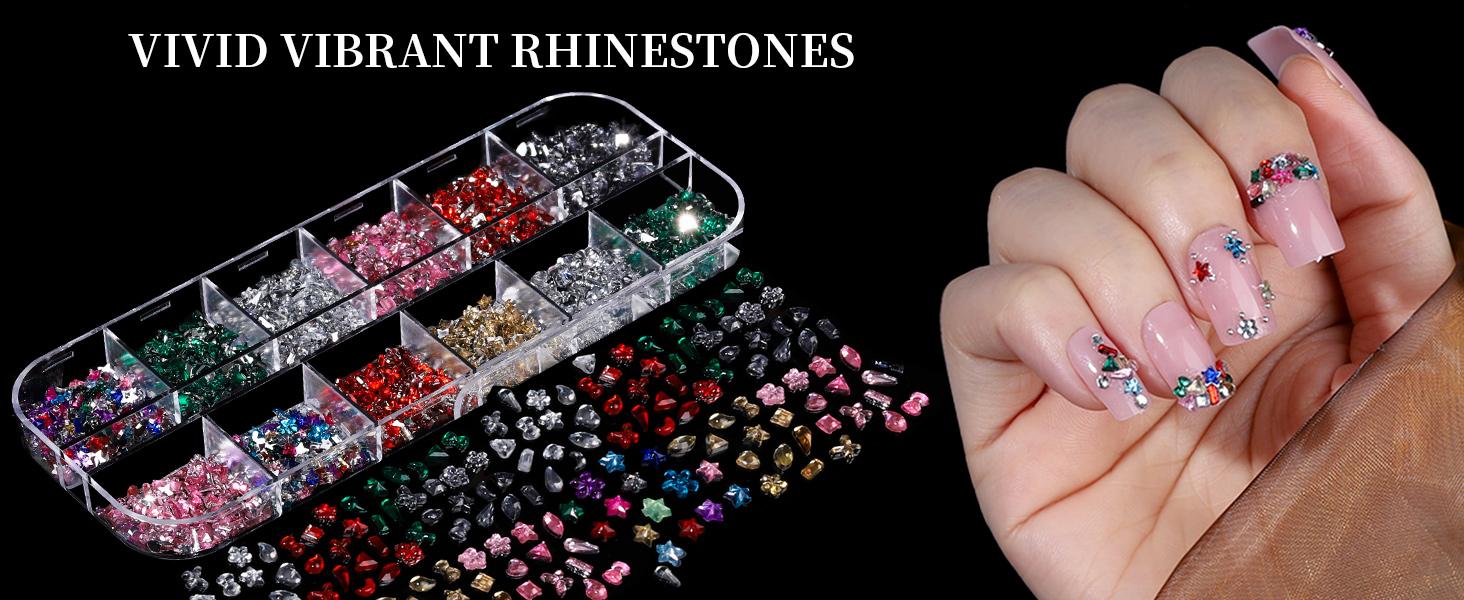 Nail Charms, Nail Rhinestones Kit with 8 Boxes of Nail Gems, 3D Charms for Nails, Colorful Clear Flatback Rhinestones, Charms Y2K for Nails, Multi Shape Pearls Jewels for Crafts