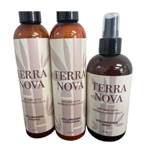 Terra Nova Volumizing 3-Step Haircare Kit, Strengthening Shampoo & Conditioner with Keratin, Argan Oil, Avocado & Hyaluronic Acid for Fuller Hair
