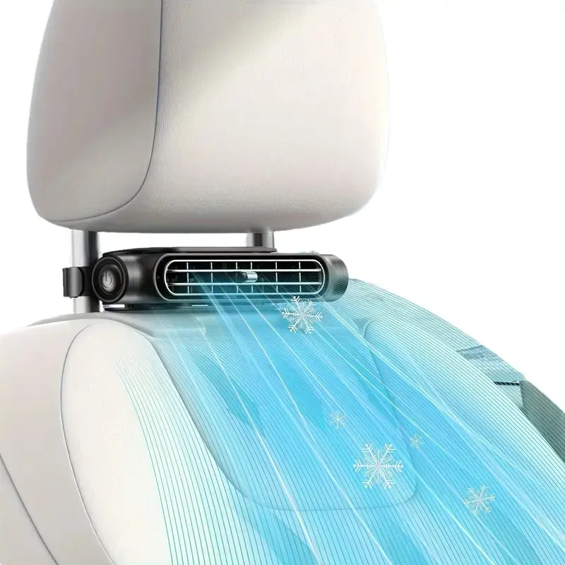 FUDUOO Car Seat Fan Wireless Design, Dual Turbo Power, USB Rechargeable, Car Interior Rear Pillow Car Fan with Independent Switch ＆ Adjustable Air Outlet for Comfortable On-the-Go