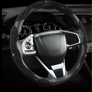 Luxury Rhinestone-Studded Anti-Slip Car Steering Wheel Cover - Bling Look, Snug-Fit Edge, Automotive Steering Wheel Decor, Car Accessories