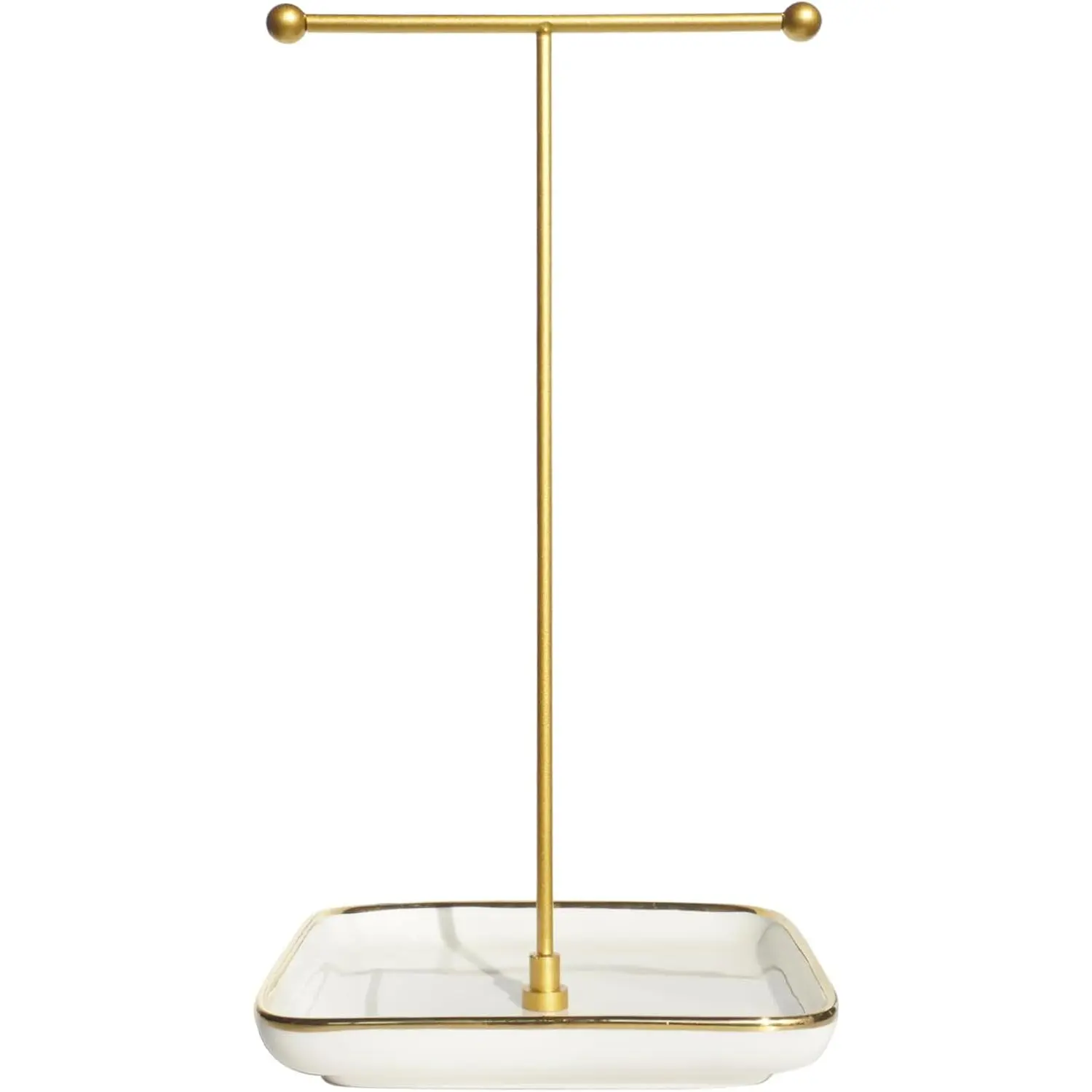 Necklace Holder- Ceramic Base 1ft Height  Organizer Stand, Aesthetic  Hanger Display for Necklaces, Bracelets, Rings, Exhibidor de Collares-Classic White