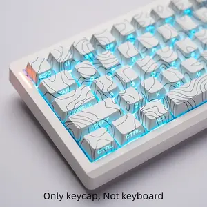 Contour and Minimalist Side-Engraved Translucent Keycap Set, Original Pbt Five-Sided Heat Transfer, Compatible with 6.25u Middle Grid