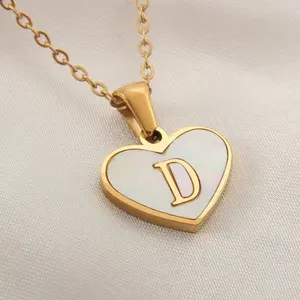 Gold Plated Initial Necklace Stainless Steel