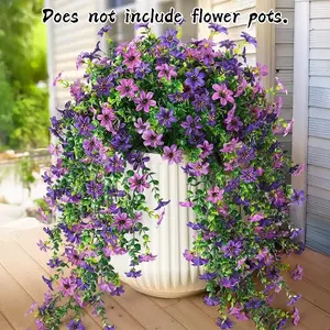 6-Pack Outdoor Artificial Hanging Six Ear Orchid Flowers, Artificial Flower Plant, Fake Hanging Plants, Bright Long-Lasting Colors, Indoor & Outdoor Decoration, Perfect for Gardens & Window Sills