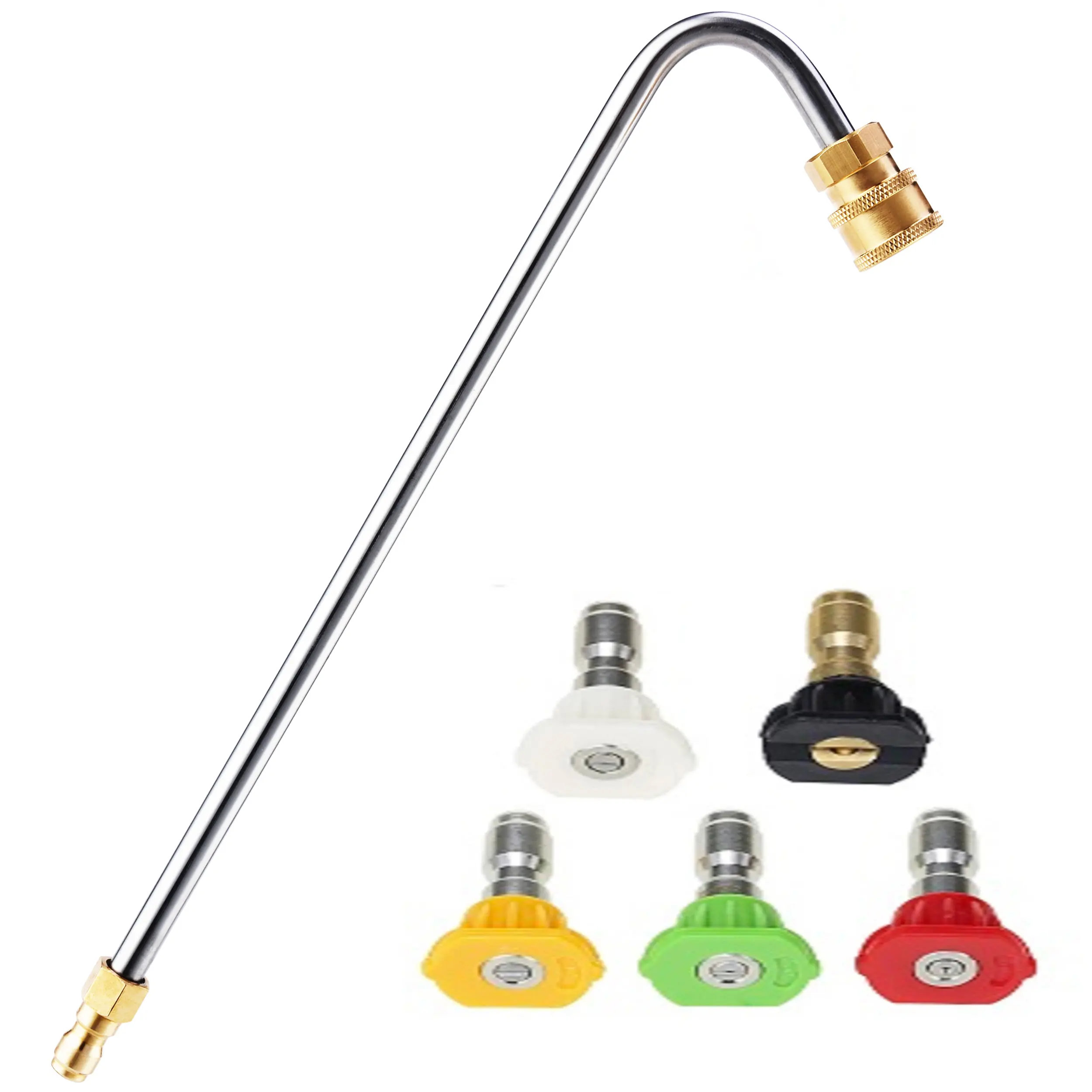 RIDGE WASHER Gutter Cleaner Attachment with Pressure Washer Jet – 13 inch 120-Degree Angled Extension Wand, 4000 PSI, 1/4” Male Plug Quick Connect, 5 Spray Nozzle Tips (0,15,25,40,65 Degree), Adjustable Water Pressure, Car Wash Equipment, DealsForYouDays,