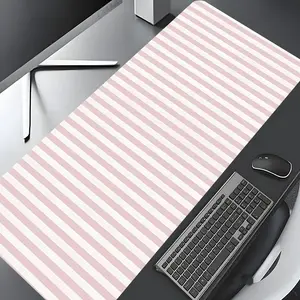 Cute Pink Striped Large Gaming Mouse Pad,Aesthetic Desktop Drotection Pad,Washable Rubber Pad Non-Slip Lock Edge Multi-Size Mouse Pad Suitable For Home Office,Good Gift for Family and friends,Office Desk Accessories