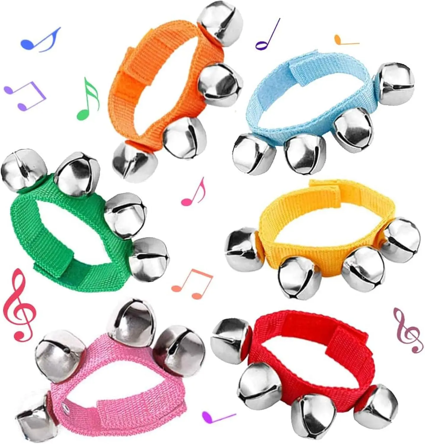 6 PCS Sports Wrist Bells - Percussion Jingle Bells, Musical Rhythm Toys for Sports & Outdoor Activities