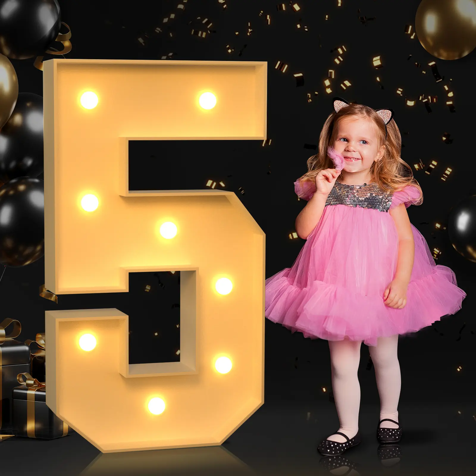 Affordable Decorative 3-4FT Precut Marquee Numbers & Letters DIY Kit with YLW Lighting - for Anniversary, Party, Festival Celebrations (Festive Home & Party Supplies)