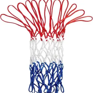 Polyester Woven Wall-Mounted All-Weather Basketball Net, Basketball Equipment, 12 Clips Standard Size, Indoor Outdoor Replacement Net ( Blue)