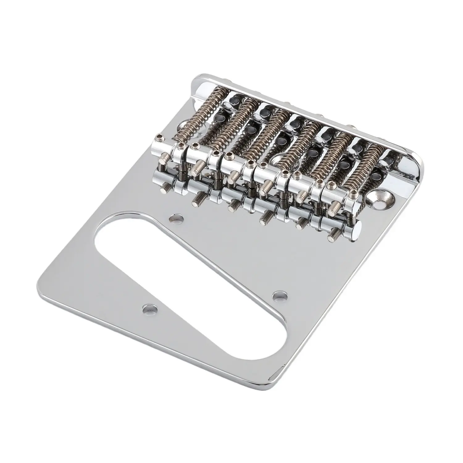 Vintage Style Chrome 6-Metal Saddle Guitar Bridge for Telecaster Guitars, 54mm, 97.5*80mm, with Intonation and Height Adjustments, Good Quality And Finish