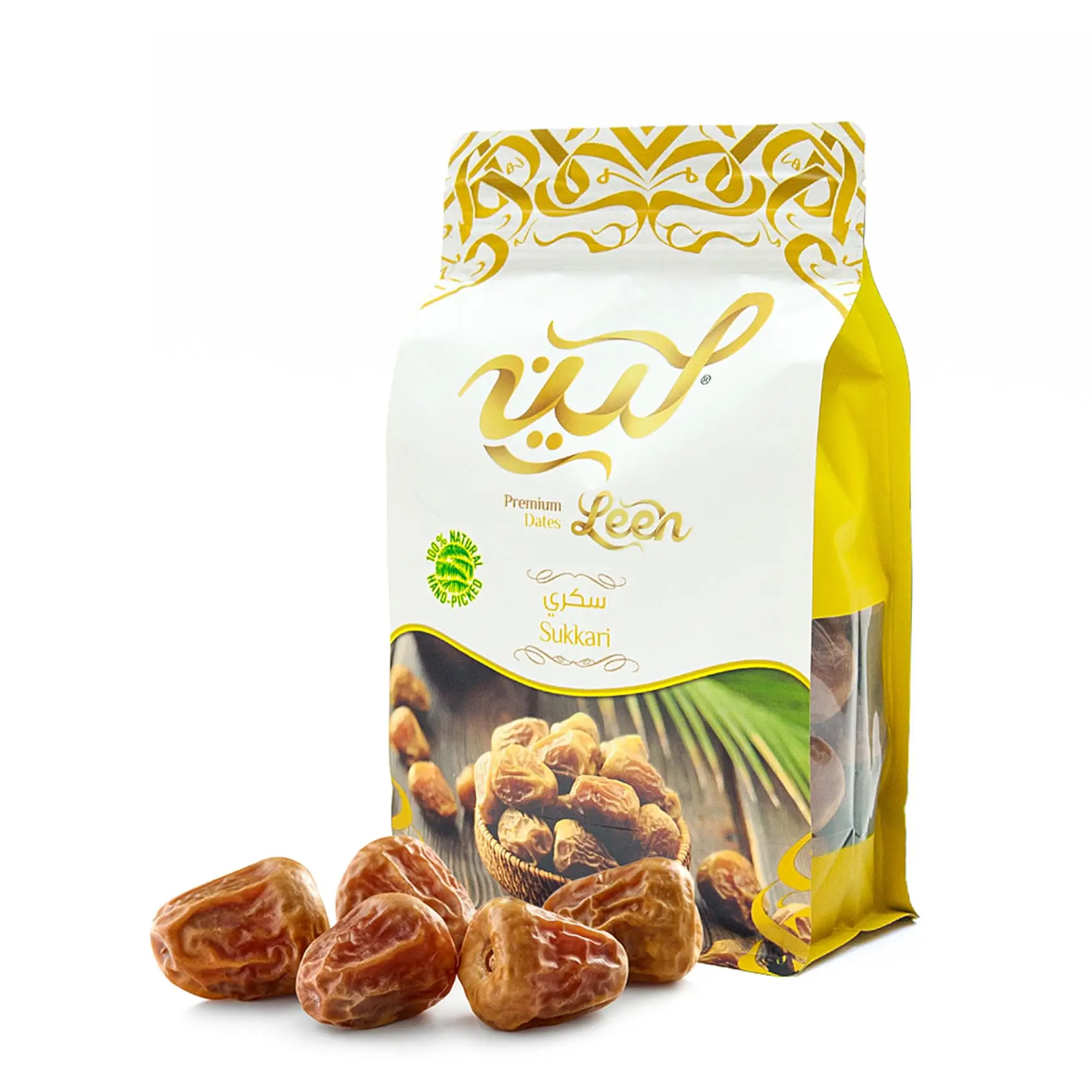 Leen Sukkari Dried Dates - Sugar-Free Natural Traditional Snack for Youth, Resealable Pouch, Ideal for Baking & Culinary Creations, Ambient Storage Friendly
