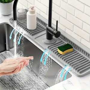 Foldable Kitchen Sink Splash Guard Mat, Water Splash Guard, Quick Drain Faucet Back Cover Pad, Reusable Heat Resistant Easy Clean, Ideal for Kitchen & Bathroom Countertops