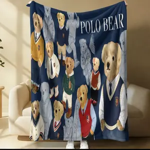 Trendy Teddy Bear Pattern Blanket, Suitable For Daily Holiday Birthday Gifts For Children And Adults, Soft, Warm And Lightweight Plush Blanket, Suitable For Bed, Sofa, Car, Room Decoration