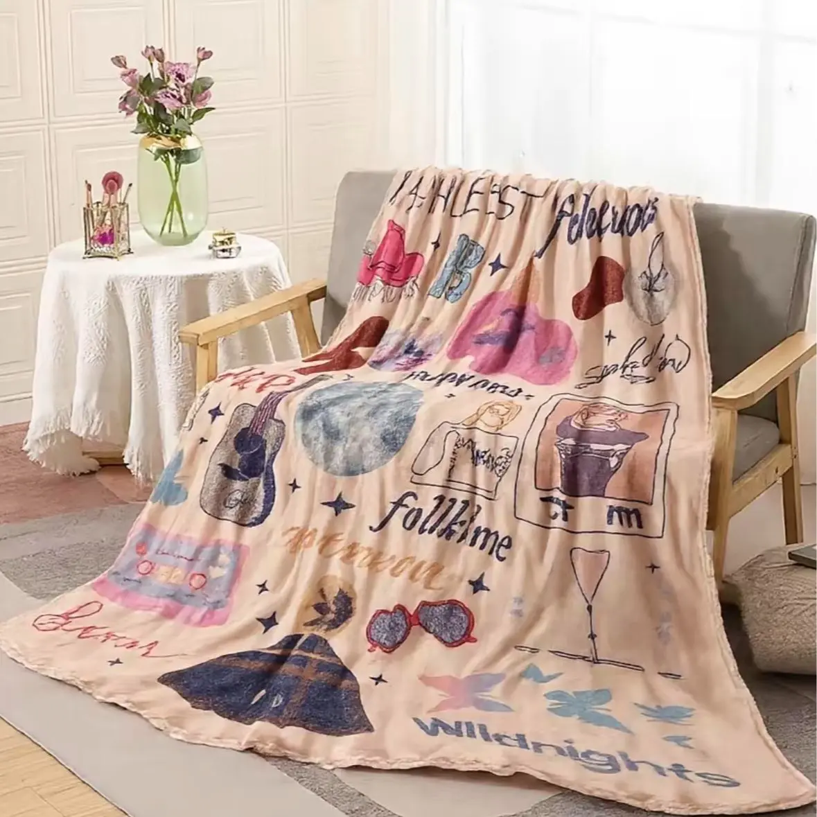 MYCLOSHY Music Theme Soft Warm Throw Blanket - 40in x 50in Dressing Gown-Style Textile, for Home/Office/Travel Nap Use & Decor