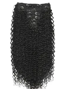 26 Inch Black Long Curly Clip-in Hair Extensions, Gorgeous Fluffy Wigs for Women, Synthetic Extensions for Party, Daily Use