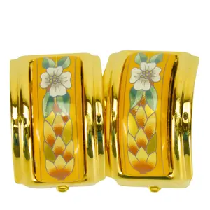 Pre-owned HERMÈS Stainless Small Leather Goods Hermes Emile Earrings Cloisonne