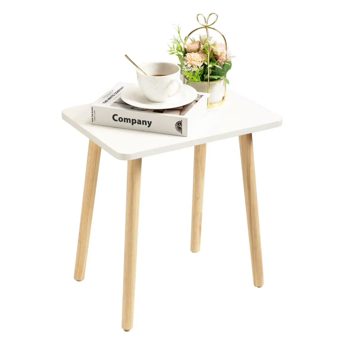 Danpinera Side Table, Small End Table Accent Table Living Room Bedroom Balcony Office, Modern Side Table Bedside Table Home Decor, Easy Assembly,White