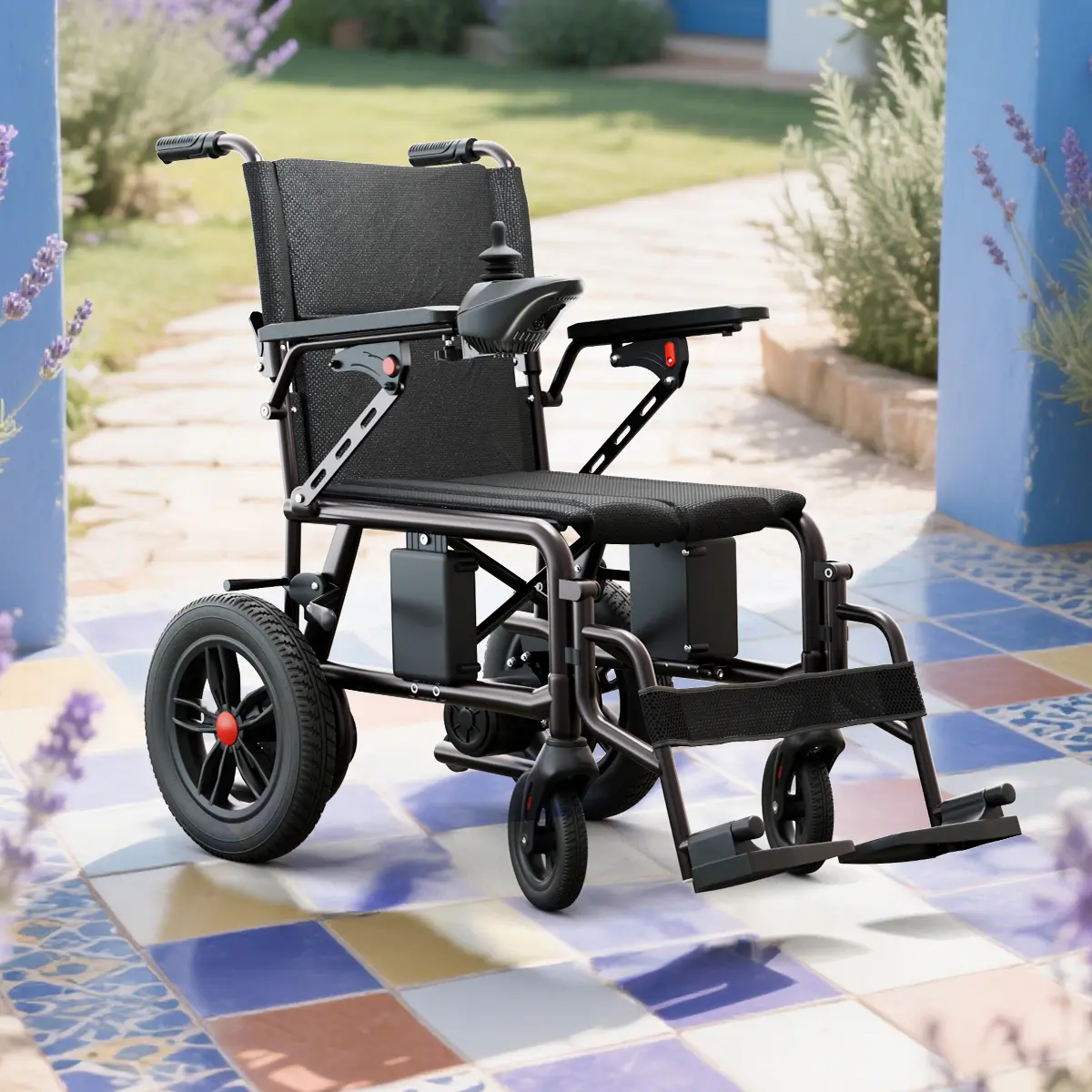 HOMYKING Electric Wheelchair for Seniors & Adults - Foldable All-Terrain Outdoor Mobility Aid, Lightweight, 360-Degree Control Joystick, 15+ Mi Extended Travel Range, 220 lbs Maximum Load Capacity