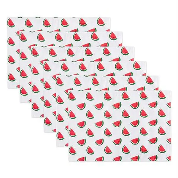 Design Imports Set of 6 Watermelon Print Outdoor Placemats