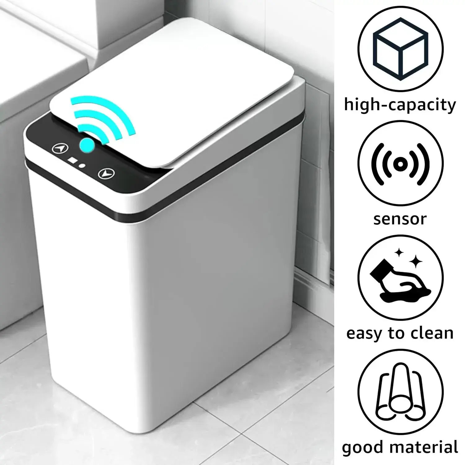 2-Pack Touchless Smart Sensor Trash Can, Touchless Motion Sensor Smart Garbage Can (23.5cm*15.8cm*30cm)for Bedroom, Bathroom, Office, Living Room, Bathroom Gadget, Household