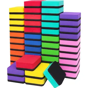 48 Pack Magnetic Mini Whiteboard Dry Erasers, Dry Erase Board Erasers for Kids Classroom, 2 x 2 x 0.79 Inch 8 Colors Dry Erase Eraser