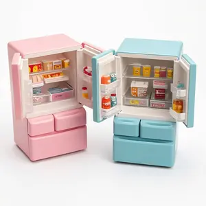 2-Door Magnetic Fridge Playset with 15 Collectible Miniatures – Fill The Fridge Non-Edible Resin Toys That Become Real Fridge Magnets