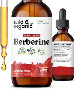 Wild & Organic's Berberine Drops 500mg - Liquid Berberine Supplement HCL for Heart Health - Pure Extract Tincture - Vegan, Alcohol & Sugar-Free