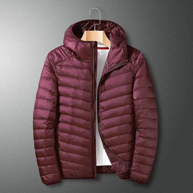 Hooded wine red cotton coat