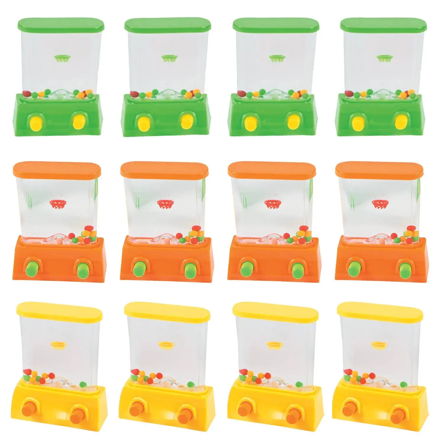 2 1/2" x 3 1/4" Mini Basketball Plastic Water Games with Water Jets, 12-Pc Set (Oriental Trading Company) - Classroom Rewards, Assorted Colors, Great for Kids Above Age 3