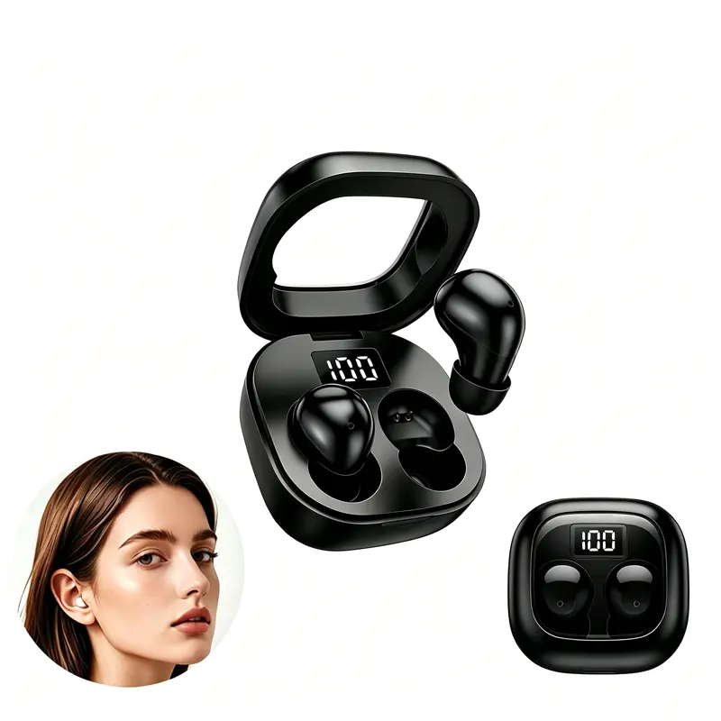 Invisible Sleep Earbuds, Ultra Small Wireless Earphones for Side Sleepers, ANC Noise Cancelling Bluetooth Headphones with LED Power Display, Comfortable Tiny Earbuds for Sleeping Work Relaxation