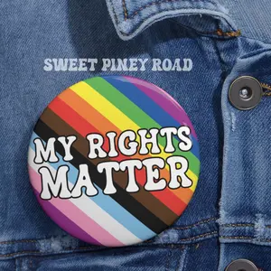 LGBT My Rights Matter Pin, LGBTQIA+ Rainbow Support, Ally Button, Queer Inclusive Gift, Cute Parade Accessory Pride Flag Queer Trans Asexual