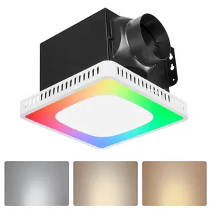 VEVOR Bathroom Exhaust Fan, 80-110-130 CFM Bathroom Vent with Seven Colors RGB Lights, 1.5 Sones Low-Noise, Premium DC Motor Ceiling Fan for KTV Laundry Room, Storage Room, Ventilation, White, Led Ceiling Light Fan
