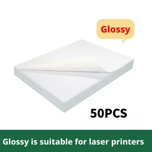 1 Pack 50 Sheets Glossy Self-Adhesive Stickers, Suitable for Inkjet Printers, Fast-Drying, Single Use, Rectangular Shape, DIY Photo Memories, Father's Day Gift