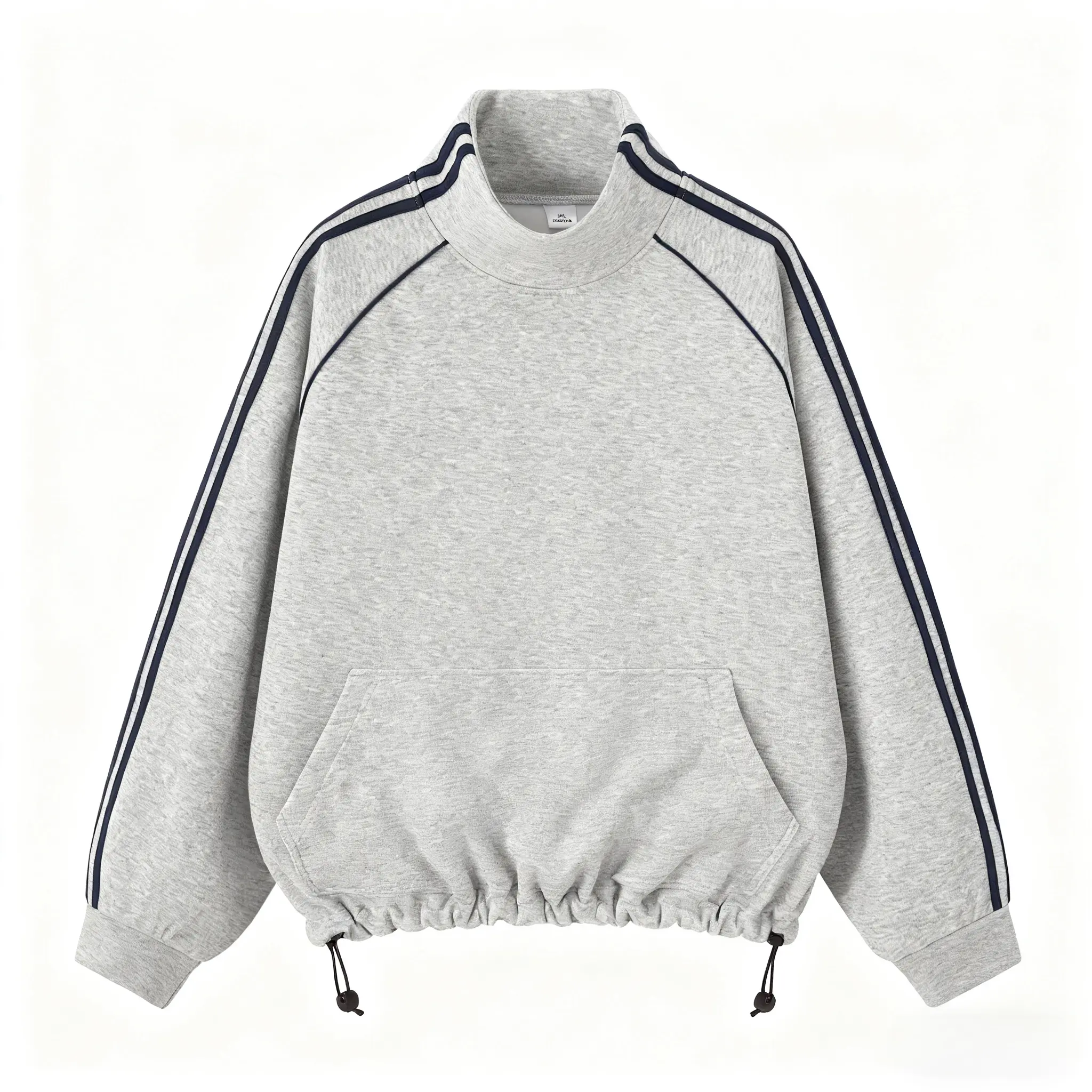 Women's Chic Striped Oversized Casual Long-Sleeve Hoodies & Sweatshirts - Autumn Stand Collar Pullovers with Pockets, Relaxed Fit for Everyday Wear