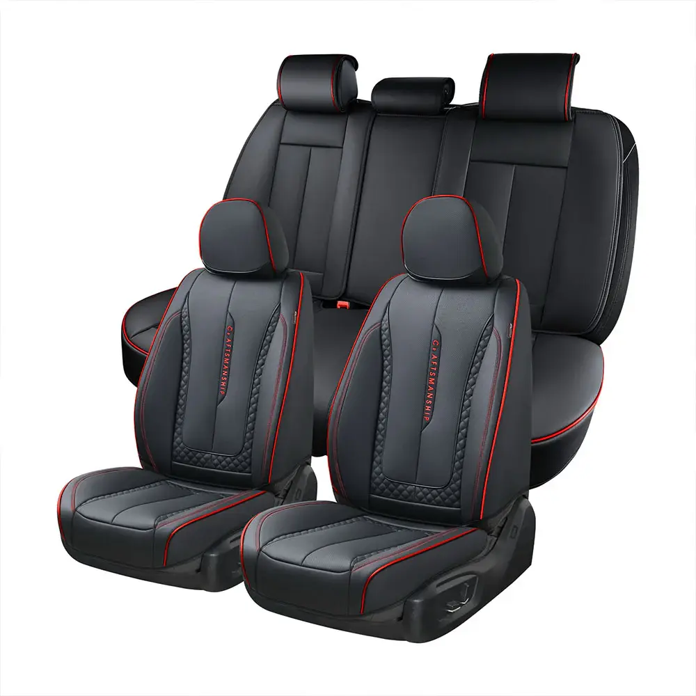 Coverado Car Seat Covers Seat Covers for Cars, Car Seat Covers Front Seats Back Seat Covers, Car Seat Protector Luxury Leathaire Waterproof Seat Cushions Universal Fit Most Cars Red{19-1}