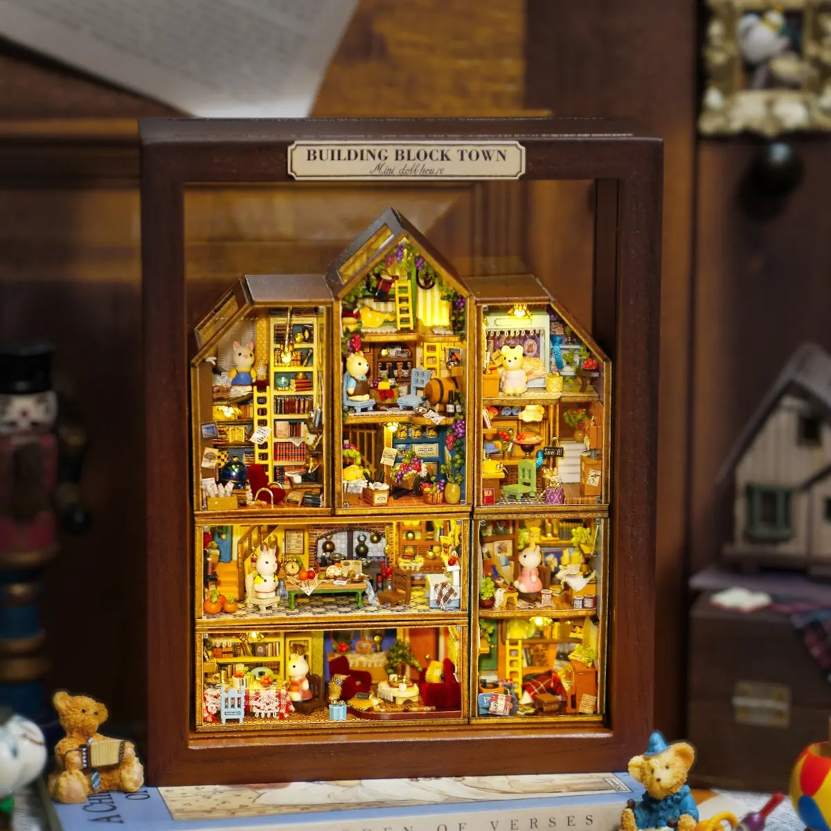 Cuteroom QH-032 DIY Dollhouse Kit, Miniature Houses, Mini Building Model Play House Set with Furniture, Creative Room Decor, Ideal Gift for Teens & Adults, Miniature Set