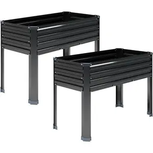 2 count Galvanized Raised Garden Bed with ,2PCS 48x18x30in Elevated Planter Box for Backyard,Garden, Patio, Balcony, 300lb Capacity,Planters for Outdoor ,Black