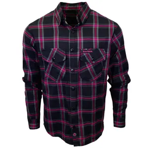 The "Warrior" Black & Pink Flannel (Hidden Snap Collars)